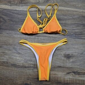 Orange & Yellow Triangle Cheeky Bikini Set Size XS